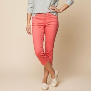 Vibrant Coral Cropped Jeans